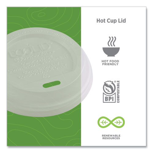 Picture of EcoLid Renewable/Compostable Hot Cup Lids, PLA, Fits 8 oz Hot Cups, 50/Packs, 16 Packs/Carton