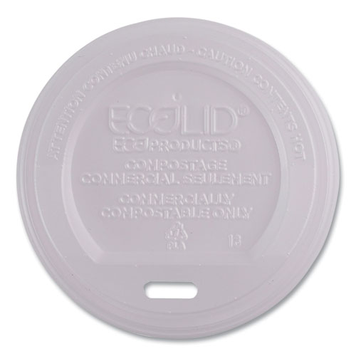 Picture of EcoLid Renewable/Compostable Hot Cup Lids, PLA, Fits 8 oz Hot Cups, 50/Packs, 16 Packs/Carton