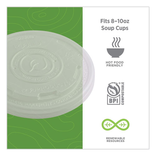 Picture of World Art PLA-Laminated Soup Container Lids, Fits 8 oz Sizes, Translucent, Plastic, 50/Pack, 20 Packs/Carton