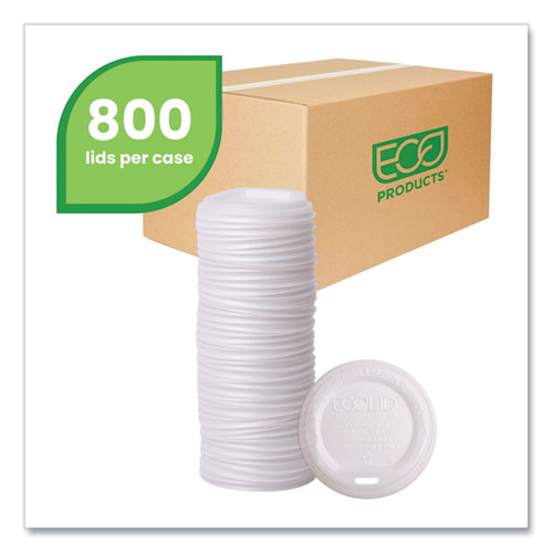 Picture of EcoLid Renewable/Compostable Hot Cup Lid, PLA, Fits 10 oz to 20 oz Hot Cups, 50/Pack, 16 Packs/Carton