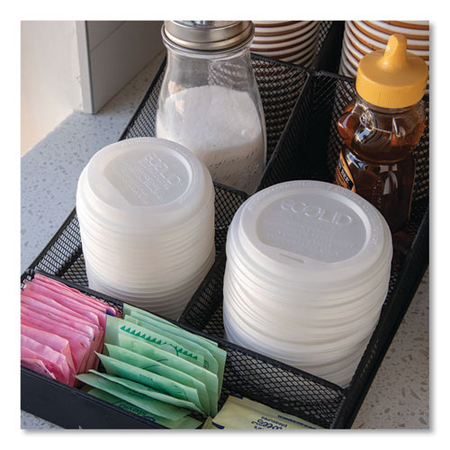 Picture of EcoLid Renewable/Compostable Hot Cup Lid, PLA, Fits 10 oz to 20 oz Hot Cups, 50/Pack, 16 Packs/Carton