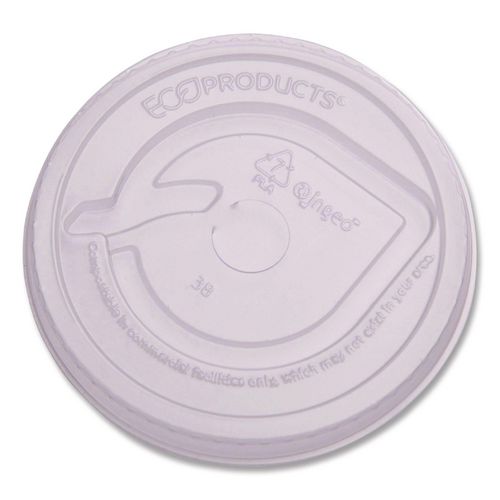 Picture of GreenStripe Renewable and Compost Cold Cup Flat Lids, Fits 9 oz to 24 oz Cups, Clear, 100/Pack, 10 Packs/Carton