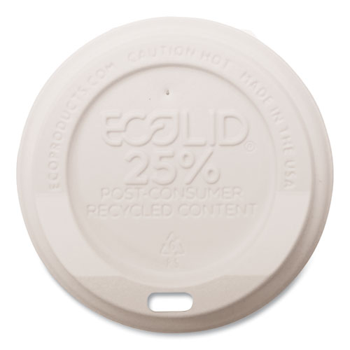 Picture of EcoLid 25% Recycled Content Hot Cup Lid, White, Fits 8 oz Hot Cups, 100/Pack, 10 Packs/Carton