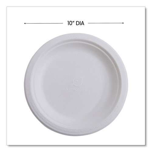 Picture of Vanguard Renewable and Compostable Sugarcane Plates, 10" dia, White, 500/Carton