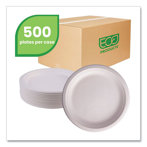 Picture of Vanguard Renewable and Compostable Sugarcane Plates, 9" dia, White, 500/Carton