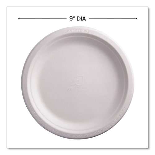 Picture of Vanguard Renewable and Compostable Sugarcane Plates, 9" dia, White, 500/Carton