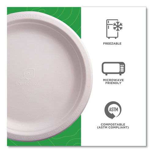 Picture of Vanguard Renewable and Compostable Sugarcane Plates, 9" dia, White, 500/Carton