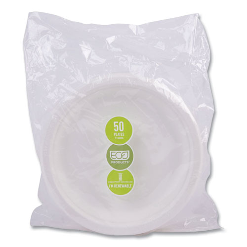 Picture of Vanguard Renewable and Compostable Sugarcane Plates, 9" dia, White, 500/Carton