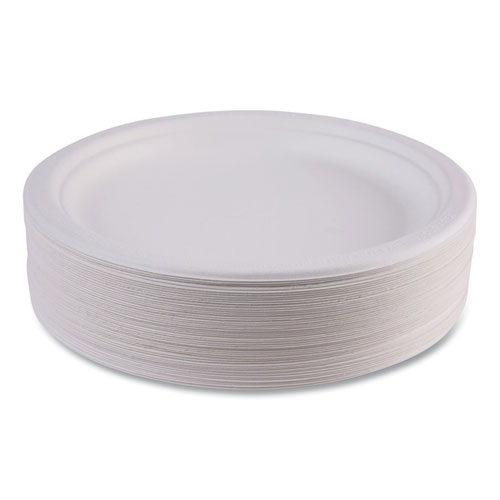 Picture of Vanguard Renewable and Compostable Sugarcane Plates, 9" dia, White, 500/Carton