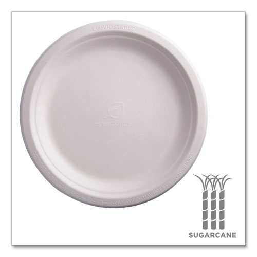 Picture of Renewable Molded Fiber Plates, 9" dia, Natural White, 50/Pack