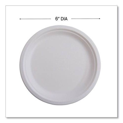 Picture of Vanguard Renewable and Compostable Sugarcane Plates, 6" dia, White, 1,000/Carton