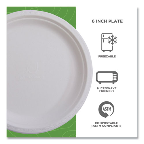 Picture of Vanguard Renewable and Compostable Sugarcane Plates, 6" dia, White, 1,000/Carton