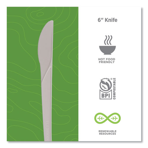 Picture of Plantware Compostable Cutlery, Knife, 6", White, 1,000/Carton