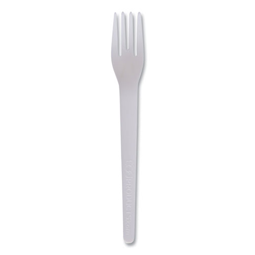 Picture of Plantware Compostable Cutlery, Fork, 6", White, 1,000/Carton