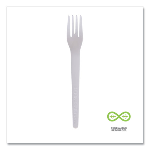 Picture of Plantware Compostable Cutlery, Fork, 6", White, 1,000/Carton