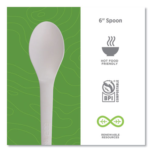 Picture of Plantware Compostable Cutlery, Spoon, 6", White, 1,000/Carton