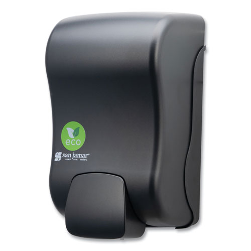 Picture of ecoLogic Rely Manual Foam Soap and Sanitizer Dispenser, 900 mL, 5,5 x 4,5 x 9.25, Black