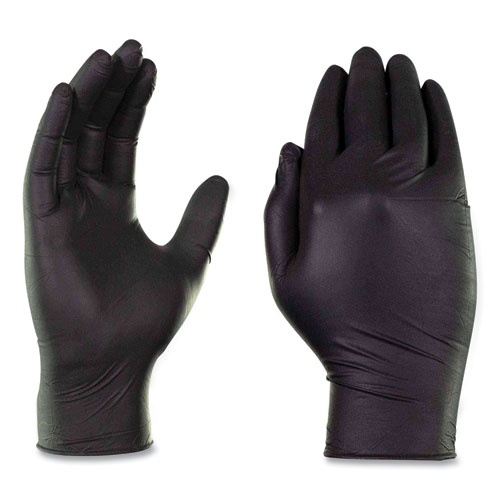 Picture of Industrial Nitrile Gloves, Powder-Free, 3 mil, Large, Black, 100/Box, 10 Boxes/Carton