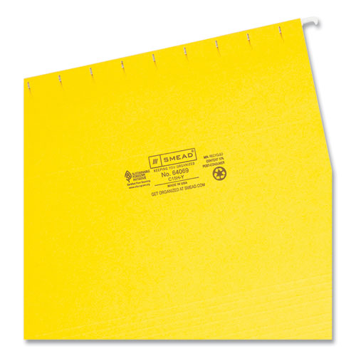 Picture of Colored Hanging File Folders with 1/5 Cut Tabs, Letter Size, 1/5-Cut Tabs, Yellow, 25/Box