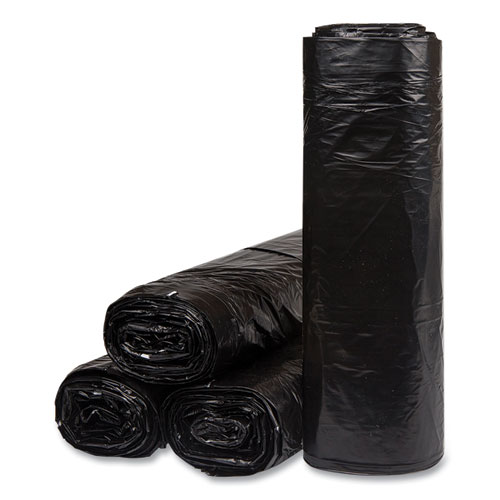 Picture of Low-Density Commercial Can Liners, 60 gal, 1.2 mil, 38" x 58", Black, Interleaved Roll, 10 Bags/Roll, 10 Rolls/Carton