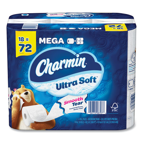 Ultra+Soft+Bathroom+Tissue%2C+Mega+Roll%2C+Septic+Safe%2C+2-Ply%2C+White%2C+224+Sheets%2FRoll%2C+18+Rolls%2FCarton