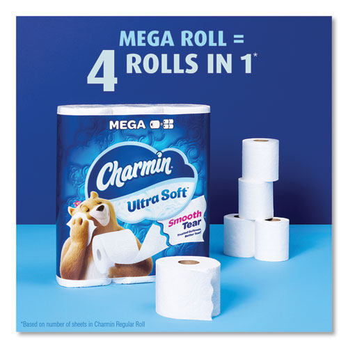 Picture of Ultra Soft Bathroom Tissue, Mega Roll, Septic Safe, 2-Ply, White, 224 Sheets/Roll, 18 Rolls/Carton