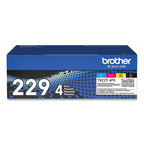 Picture of TN2294PK Toner, 1,500/1,200 Page-Yield, Black/Cyan/Magenta/Yellow, 4/Pack