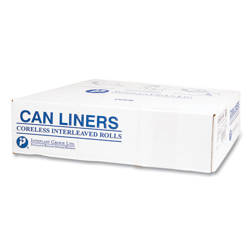 Picture of High-Density Commercial Can Liners, 33 gal, 16 mic, 33" x 40", Clear, Interleaved Roll, 25 Bags/Roll, 10 Rolls/Carton