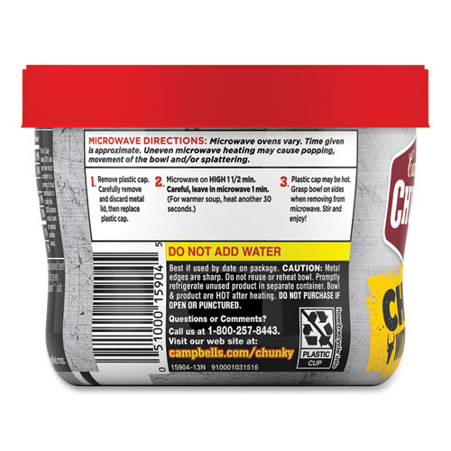 Picture of Chunky Chili with Beans, 15.25 oz Bowl, 8/Carton