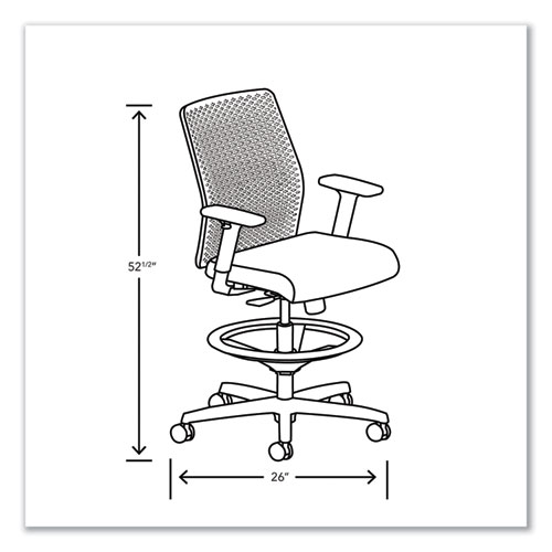 Picture of Ignition 2.0 ReActiv Low-Back Task Stool, 22.88" to 31.75" Seat Height, Elysian Seat, Charcoal Back, Black Base