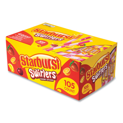Picture of Swirlers Chewy Candy Sticks, Cherry-Lemon/Cherry-Strawberry/Strawberry-Orange, 0.37 oz, 105/Pack