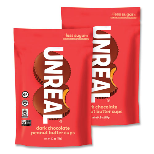 Picture of Dark Chocolate Peanut Butter Cups, 4.2 oz Bag, 2/Carton, Ships in 1-3 Business Days