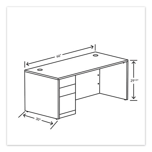 Picture of 10500 Series Single Pedestal Desk, Left Pedestal: Box/Box/File, 66" x 30" x 29.5", Mahogany