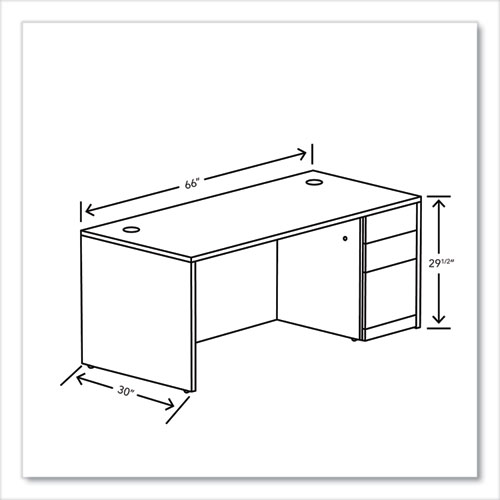 Picture of 10500 Series Single Pedestal Desk, Right Pedestal: Box/Box/File, 66" x 30" x 29.5", Mahogany