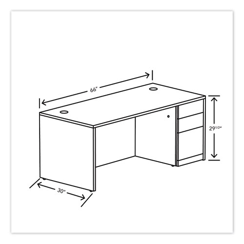 Picture of 10500 Series Single Pedestal Desk, Right Pedestal: Box/Box/File, 66" x 30" x 29.5", Kingswood Walnut