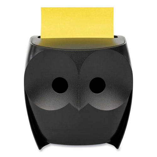 Picture of Owl-Shaped Dispenser, For 3 x 3 Pads, Black, Includes 45-Sheet Citron Super Sticky Dispenser Pop-Up Pad