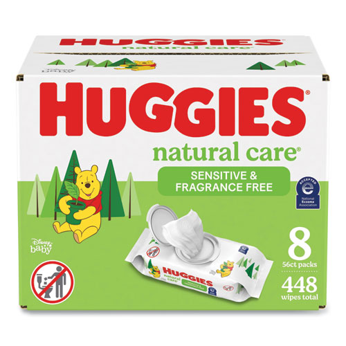 Picture of Natural Care Sensitive Baby Wipes, 1-Ply, 3.88 x 6.6, Unscented, White, 56/Pack, 8 Packs/Carton