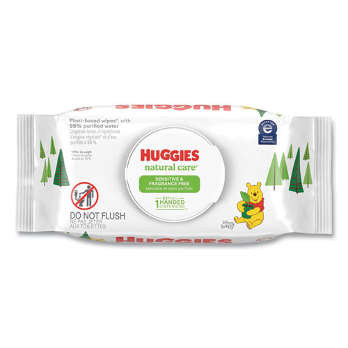 Picture of Natural Care Sensitive Baby Wipes, 1-Ply, 3.88 x 6.6, Unscented, White, 56/Pack, 8 Packs/Carton