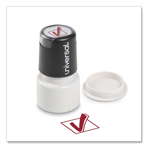 Picture of Round Message Stamp, CHECK MARK, Pre-Inked/Re-Inkable, Red