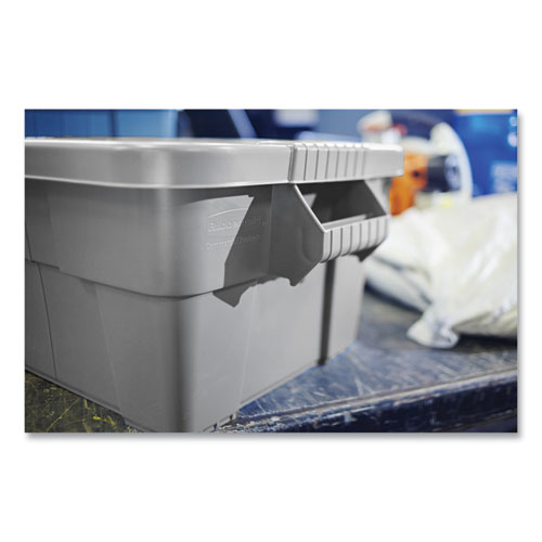 Picture of BRUTE Tote with Lid, 14 gal, 27.5" x 16.75" x 10.75", Gray