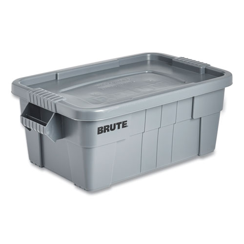 Picture of BRUTE Tote with Lid, 14 gal, 27.5" x 16.75" x 10.75", Gray