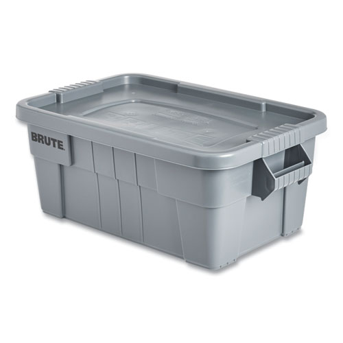 Picture of BRUTE Tote with Lid, 14 gal, 27.5" x 16.75" x 10.75", Gray