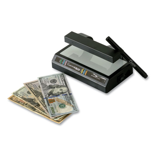 Picture of Tri Test Counterfeit Bill Detector with Pen, U.S.; Canadian; Mexican; EU; UK; Chinese Currencies, 7 x 4 x 2.5, Black