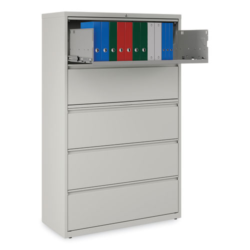 Picture of Lateral File, 5 Legal/Letter/A4/A5-Size File Drawers, 1 Roll-Out Posting Shelf, Light Gray, 42" x 18.63" x 67.63"