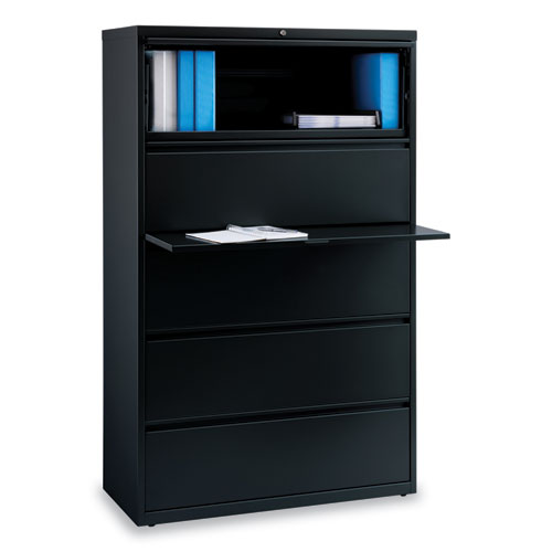 Picture of Lateral File, 5 Legal/Letter/A4/A5-Size File Drawers, Black, 42" x 18.63" x 67.63"