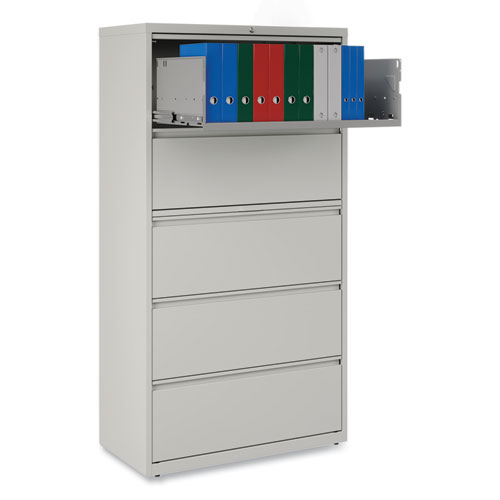 Picture of Lateral File, 5 Legal/Letter/A4/A5-Size File Drawers, Light Gray, 36" x 18.63" x 67.63"