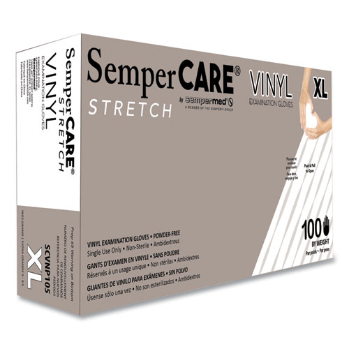 Picture of Stretch Vinyl Examination Gloves, Cream, X-Large, 100/Box