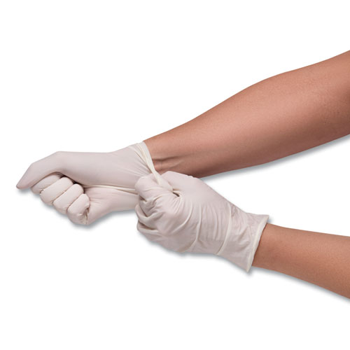 Picture of Stretch Vinyl Examination Gloves, Cream, Medium, 100/Box