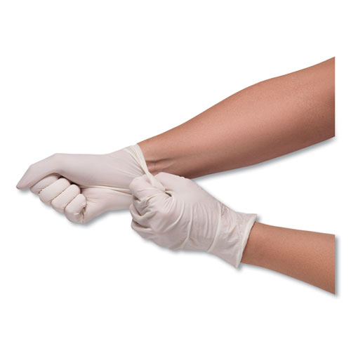 Picture of Stretch Vinyl Examination Gloves, Cream, Medium, 100/Box, 10 Boxes/Carton