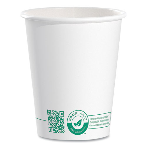 Picture of Compostable Paper Hot Cups, ProPlanet Seal, 10 oz, White/Green, 1,000/Carton